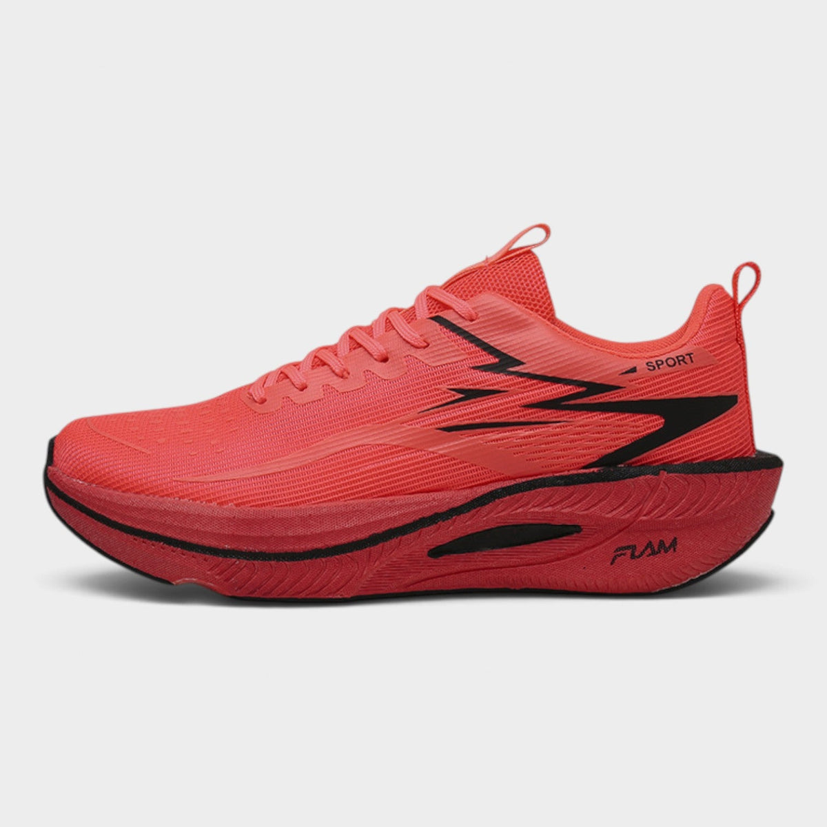 FLAM Women's Cushioned Running Trainers – Coral Red/Black