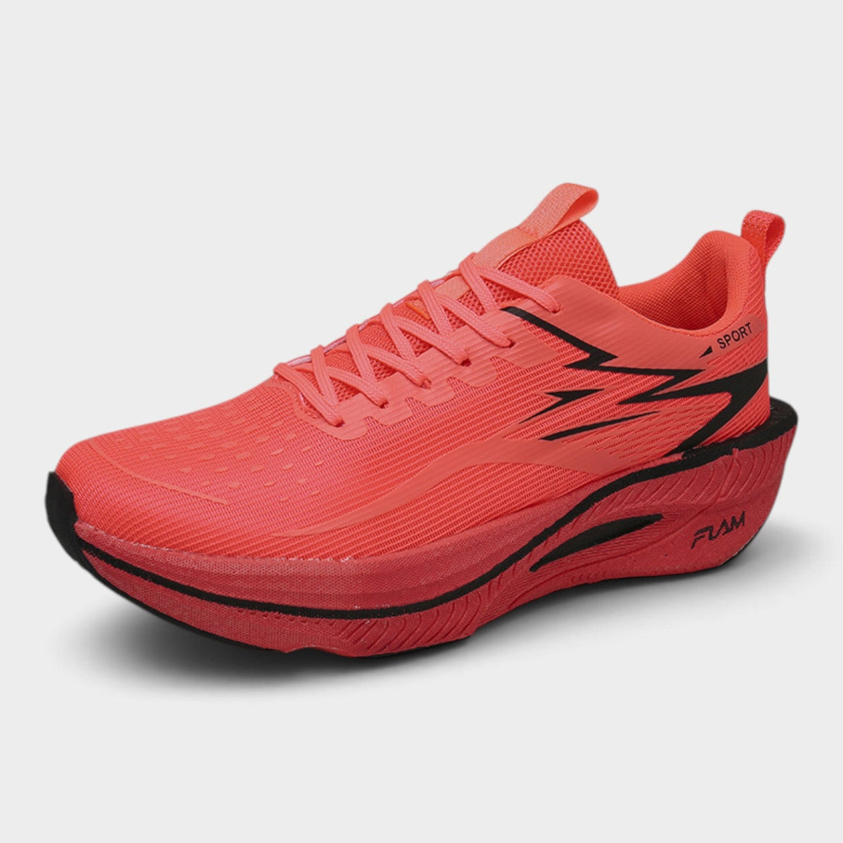 FLAM Men's Cushioned Running Trainers – Coral Red/Black