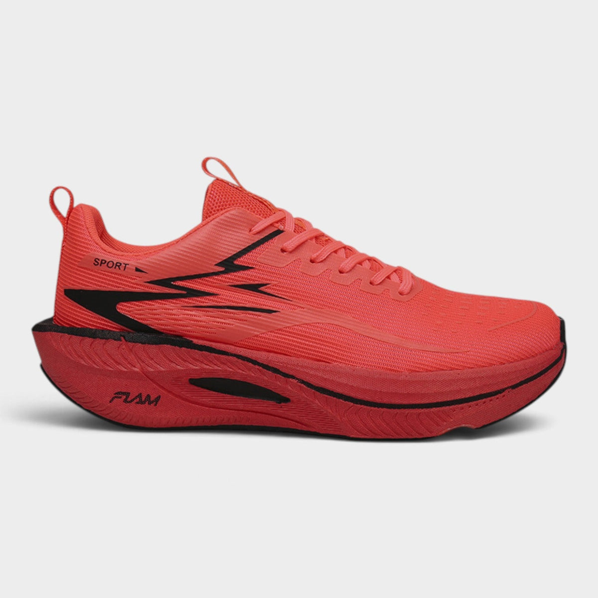 FLAM Men's Cushioned Running Trainers – Coral Red/Black