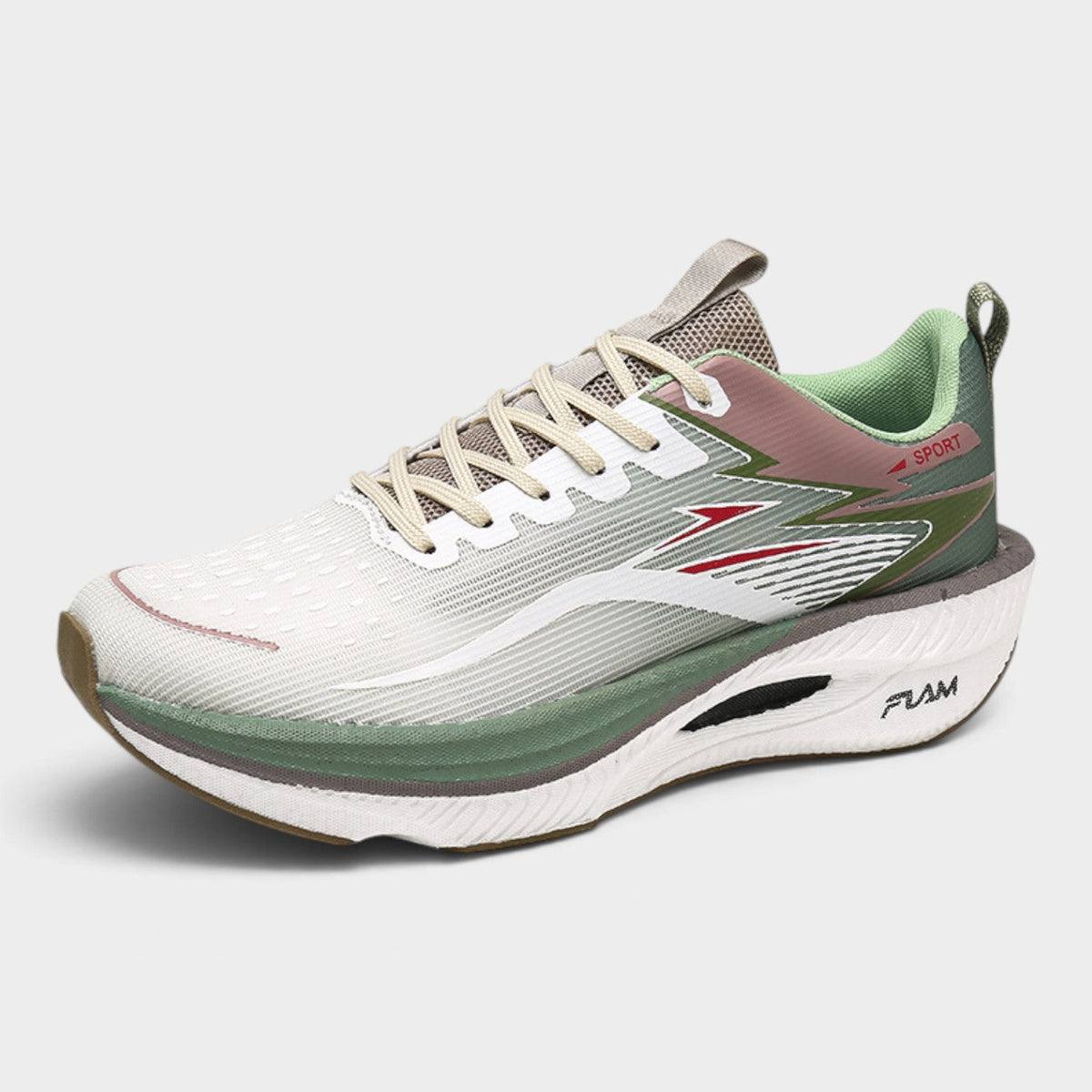 FLAM Men's Cushioned Running Trainers – Cream/Sage