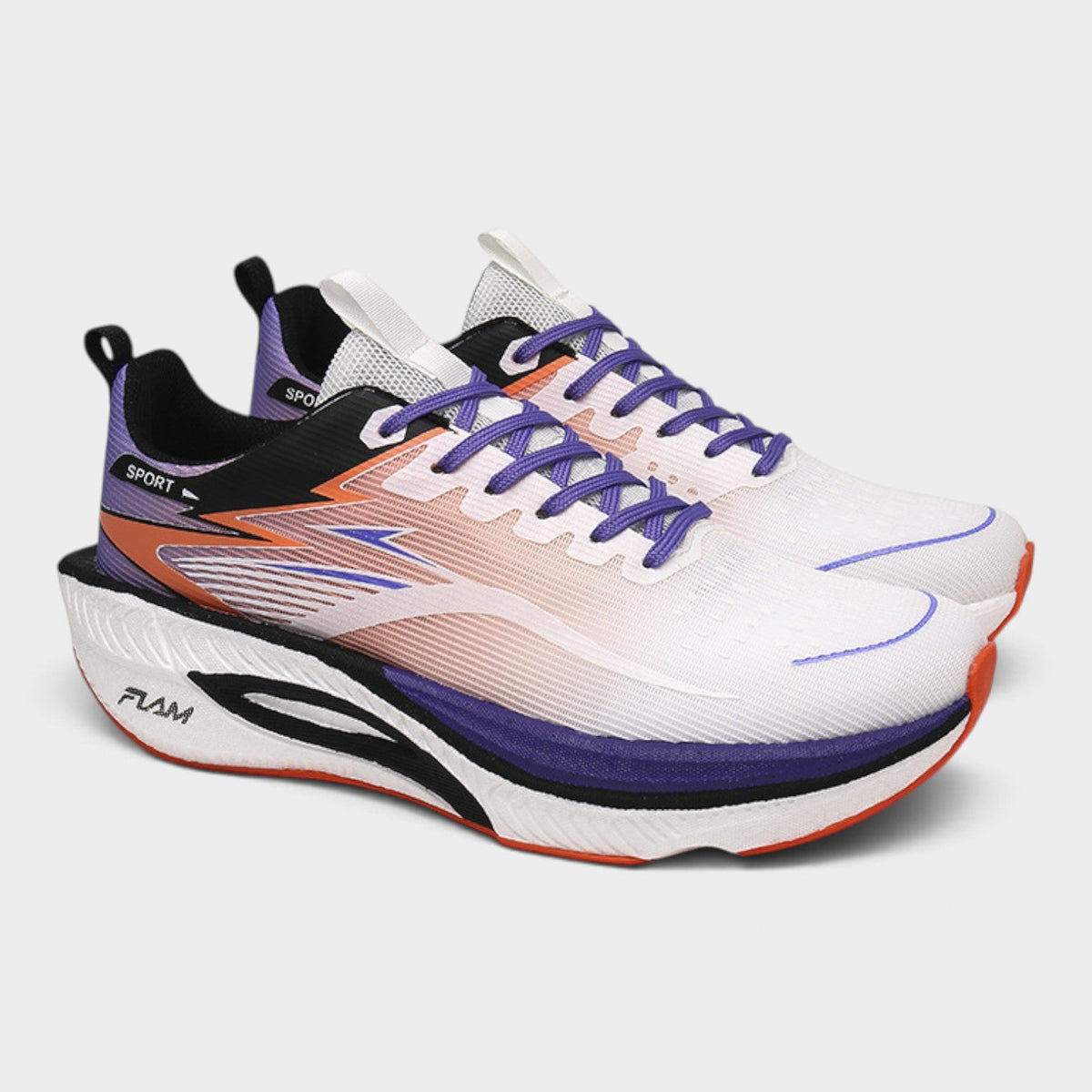 FLAM Women's Cushioned Running Trainers – White/Purple