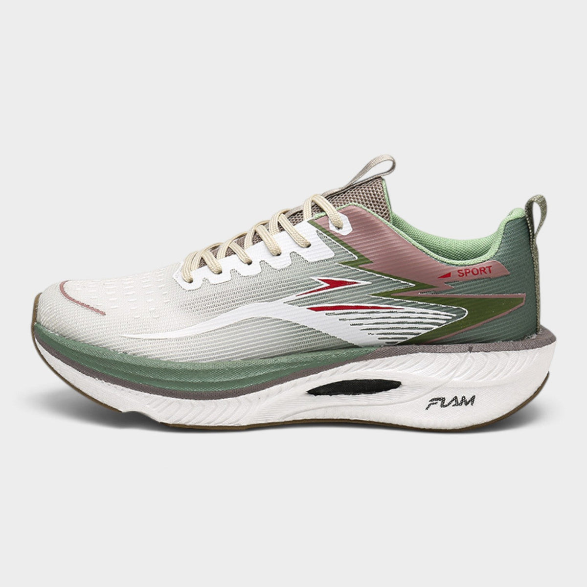 FLAM Men's Cushioned Running Trainers – Cream/Sage